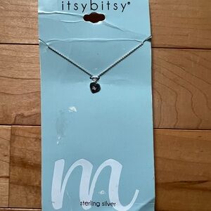 Sterling Silver Heart Initial 'M' Necklace - Silver